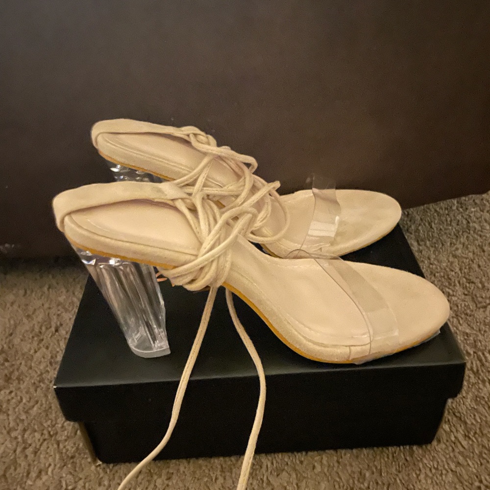 Tan lace up sandals